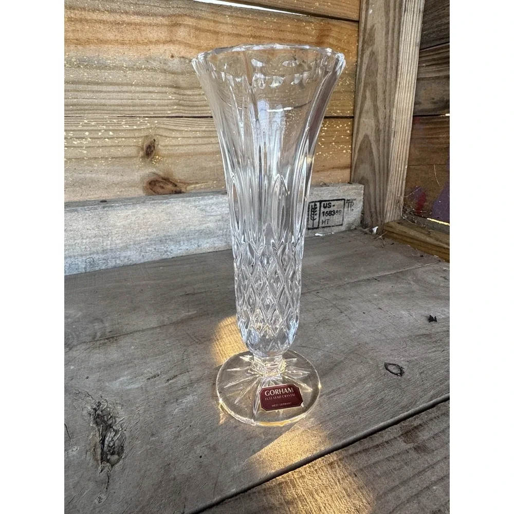 VTG Gorham Crystal‎ King Edward 8'' Bud Vase Made in West Germany